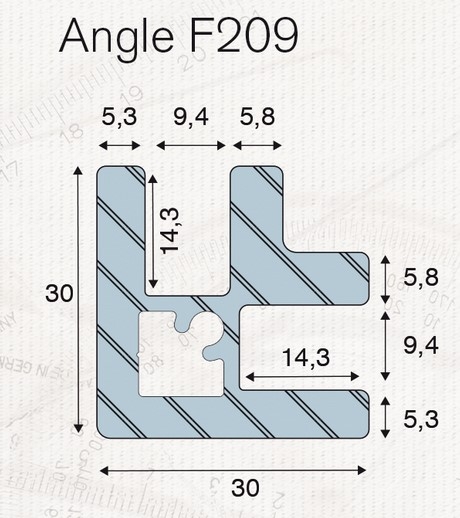Profil angle F209 laqué gris anthracite 7016 satiné - 2 cales + 2 équerres - longueur 3m